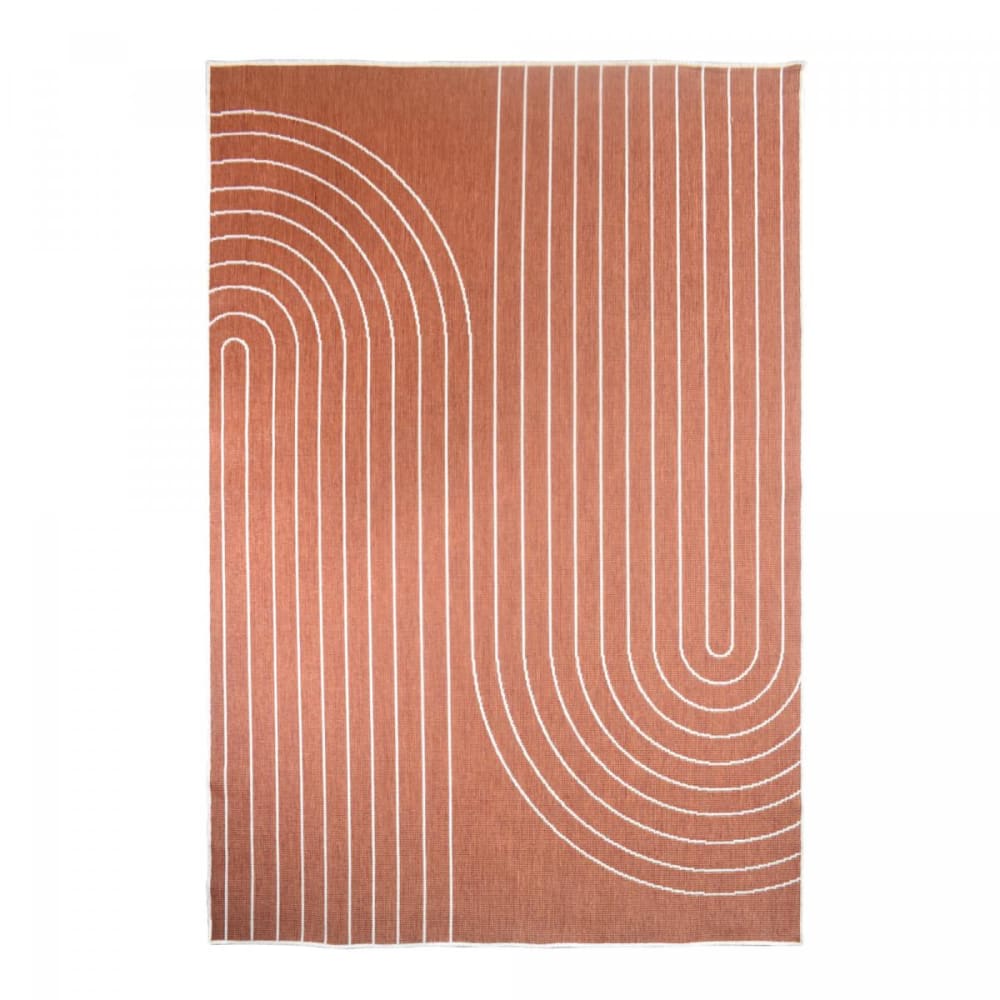 Tapis extérieur terrasse, kilim reversible terracota et crème 240x340