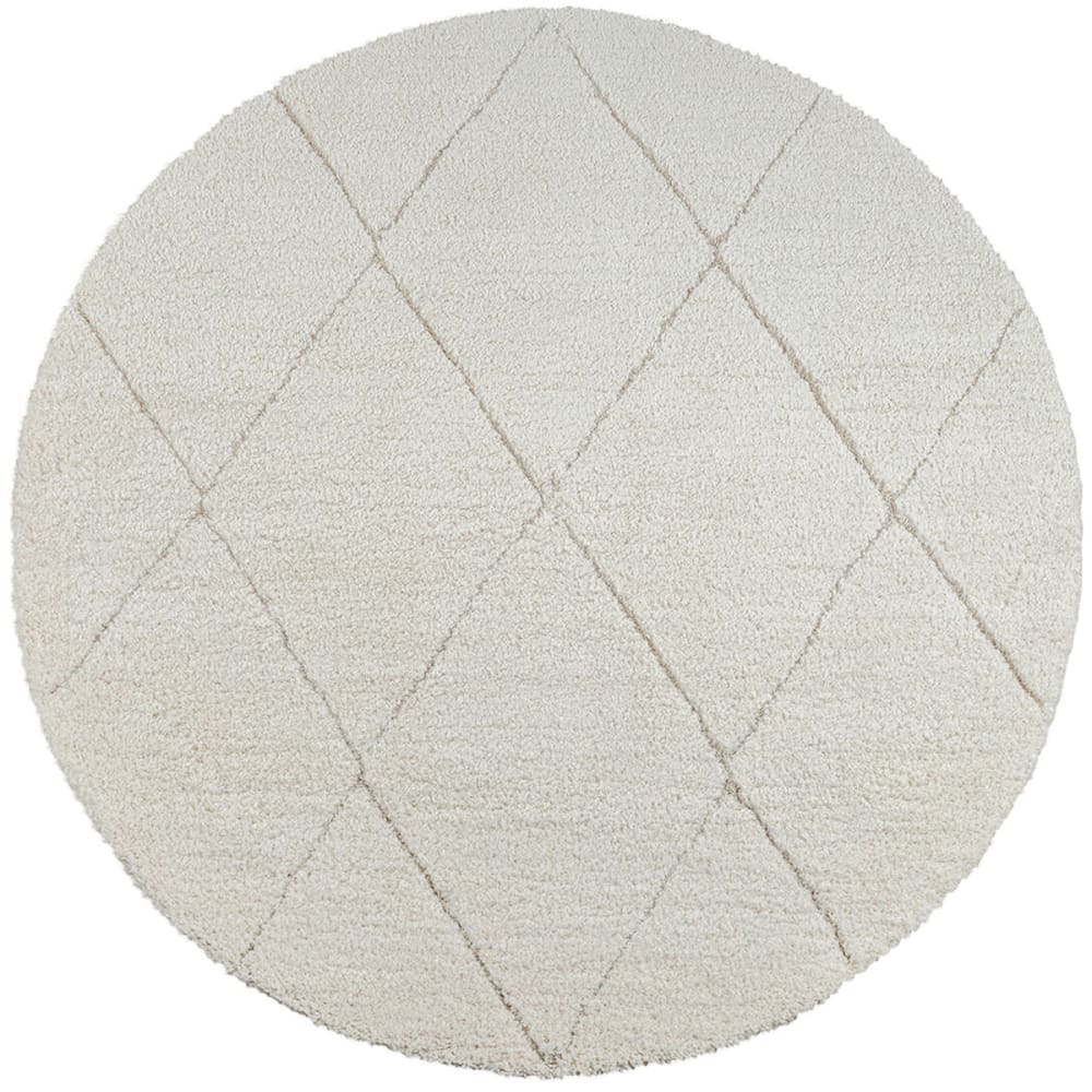 The carpet Moderner Teppich, Shaggy, Hochflor, Creme, 160 cm, rund style modern Weiß Pes - Polyester