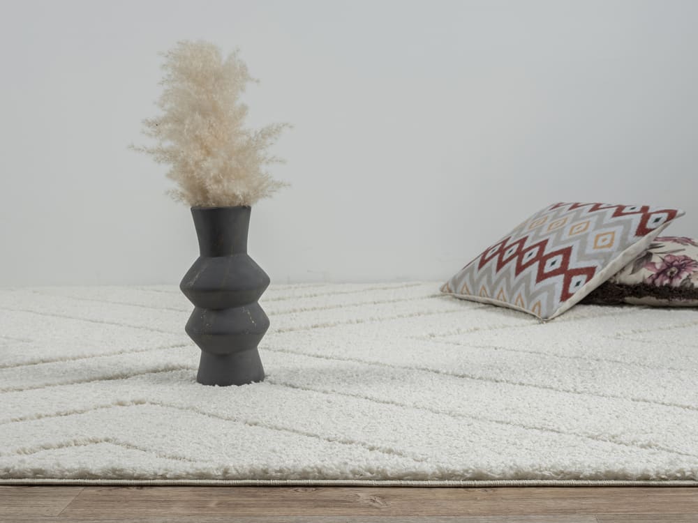 Tapis Shaggy moderne poils longs, crème, 120 cm rond — vue 4