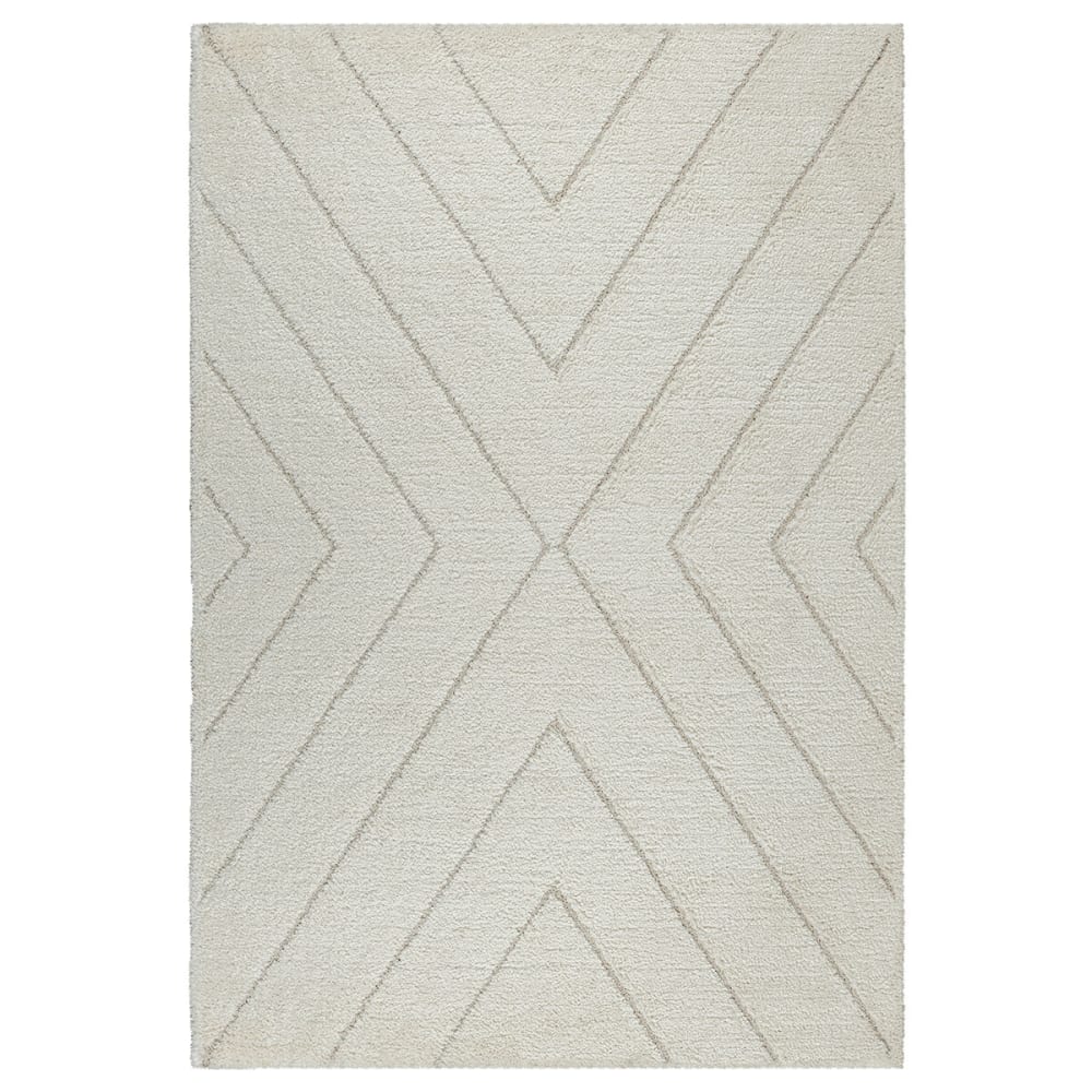 Tapis Shaggy moderne poils longs, crème, 80 x 150 cm