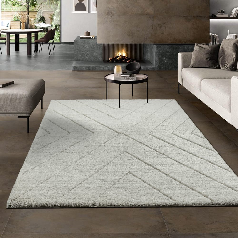 Tapis Shaggy moderne poils longs, crème, 80 x 150 cm — vue 3