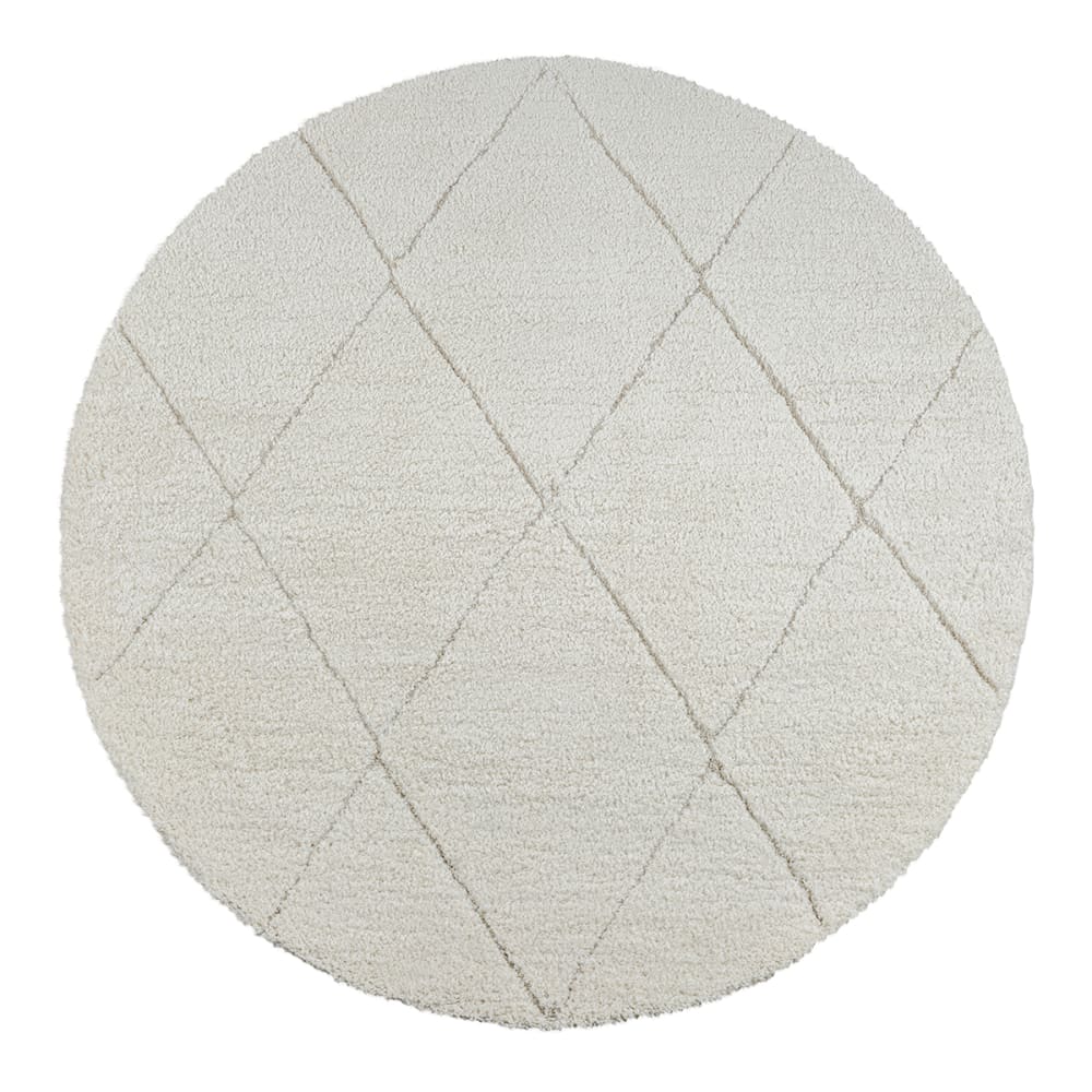 Moderner Teppich, Shaggy, Hochflor, Creme, 120 cm, rund - Maisons