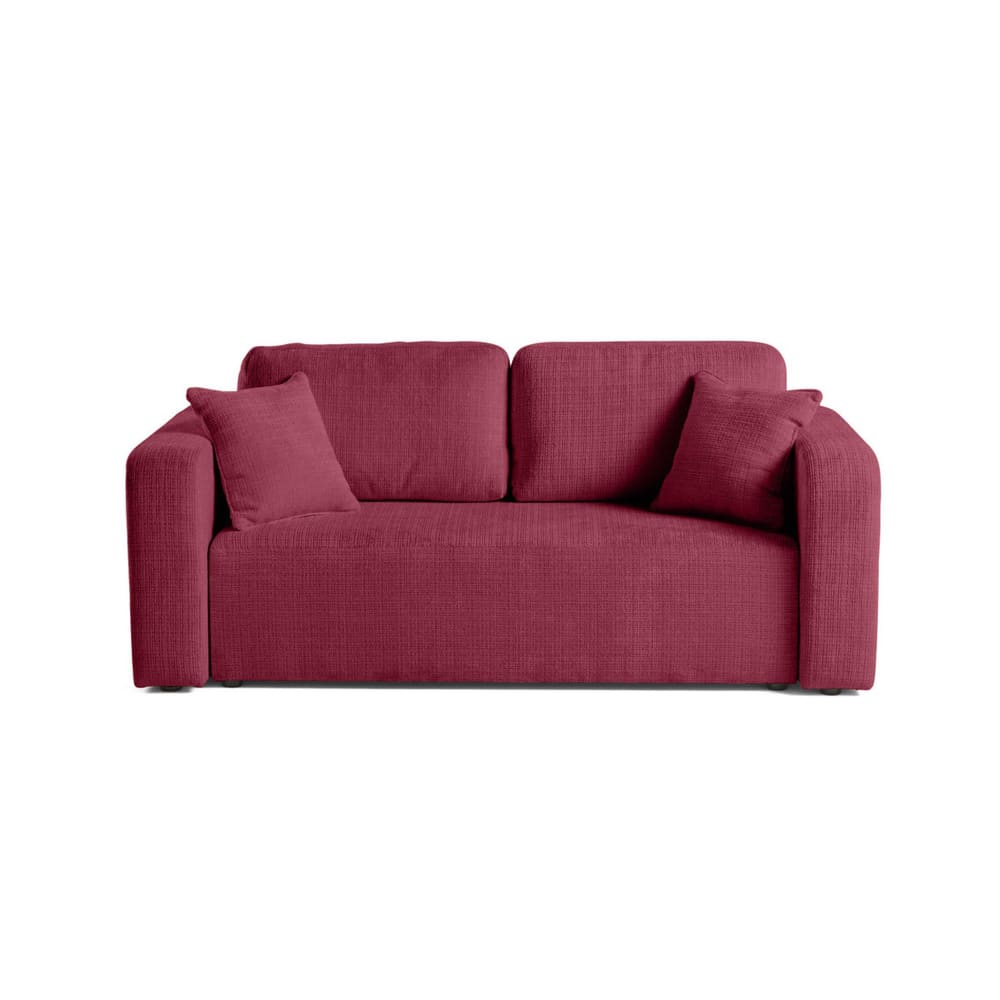 Canapé droit 2 places en velours texturé prune
