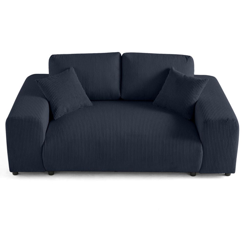 Canapé droit 2 places en velours côtelé bleu nuit