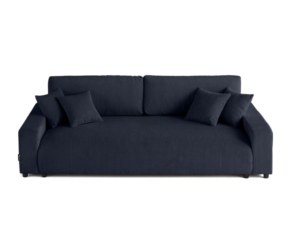 Canapé droit convertible 3 places en velours côtelé bleu nuit - Maisons du Monde