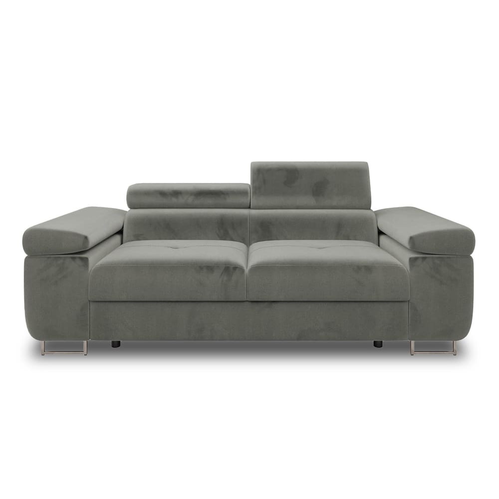 Canapé droit 2 places en velours gris