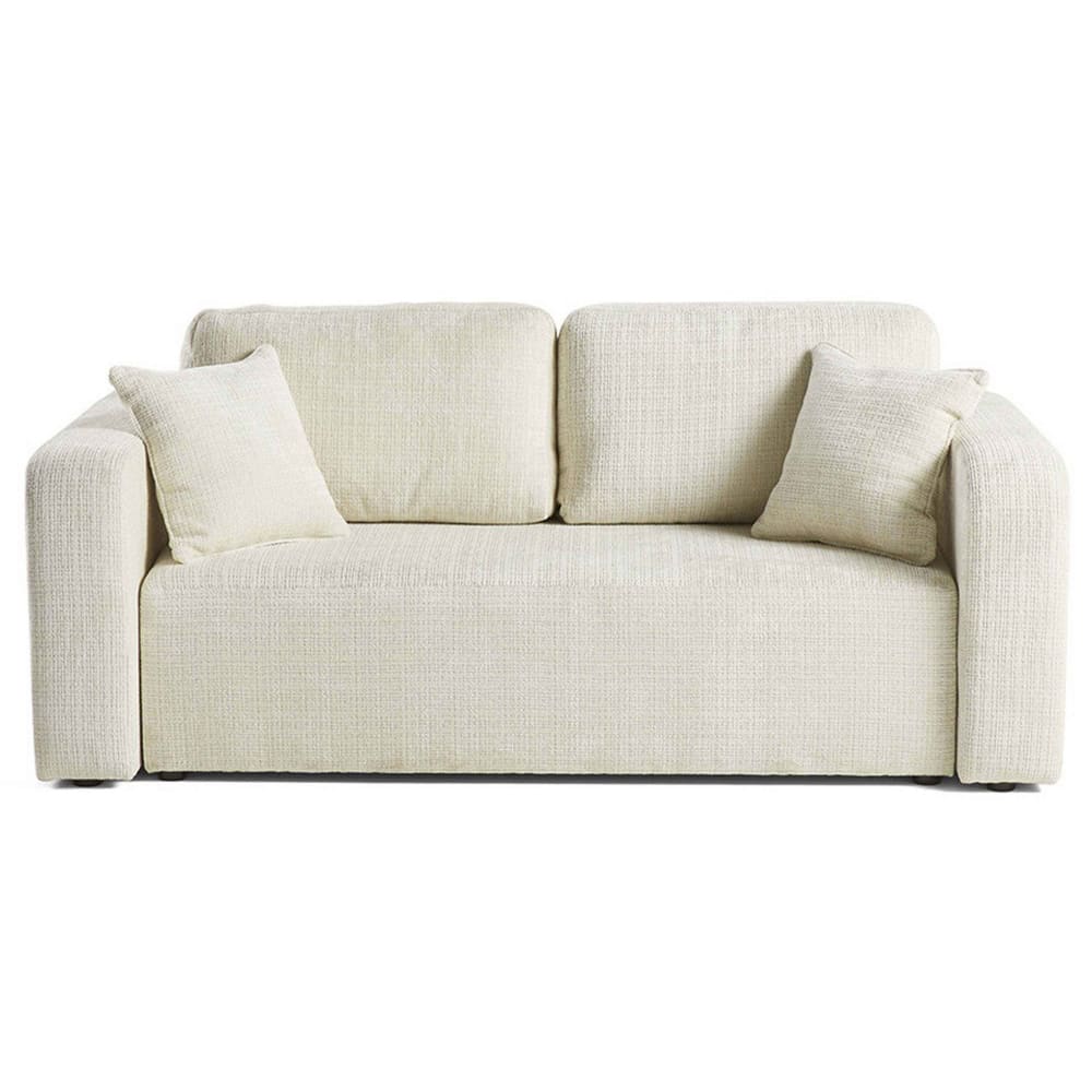 Canapé droit 2 places en velours texturé beige