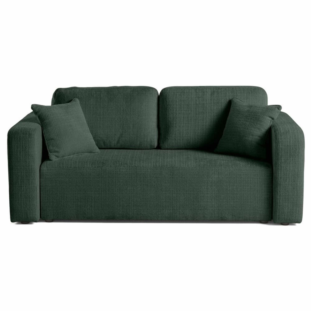 Canapé droit 2 places en velours texturé vert