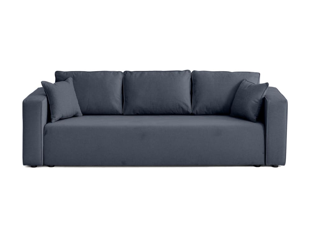 Canapé droit convertible - tissu bleu