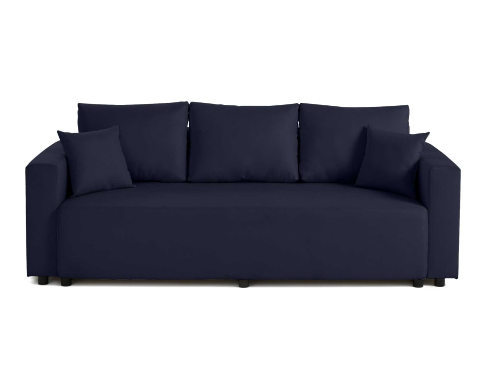 Canapé droit convertible - tissu bleu