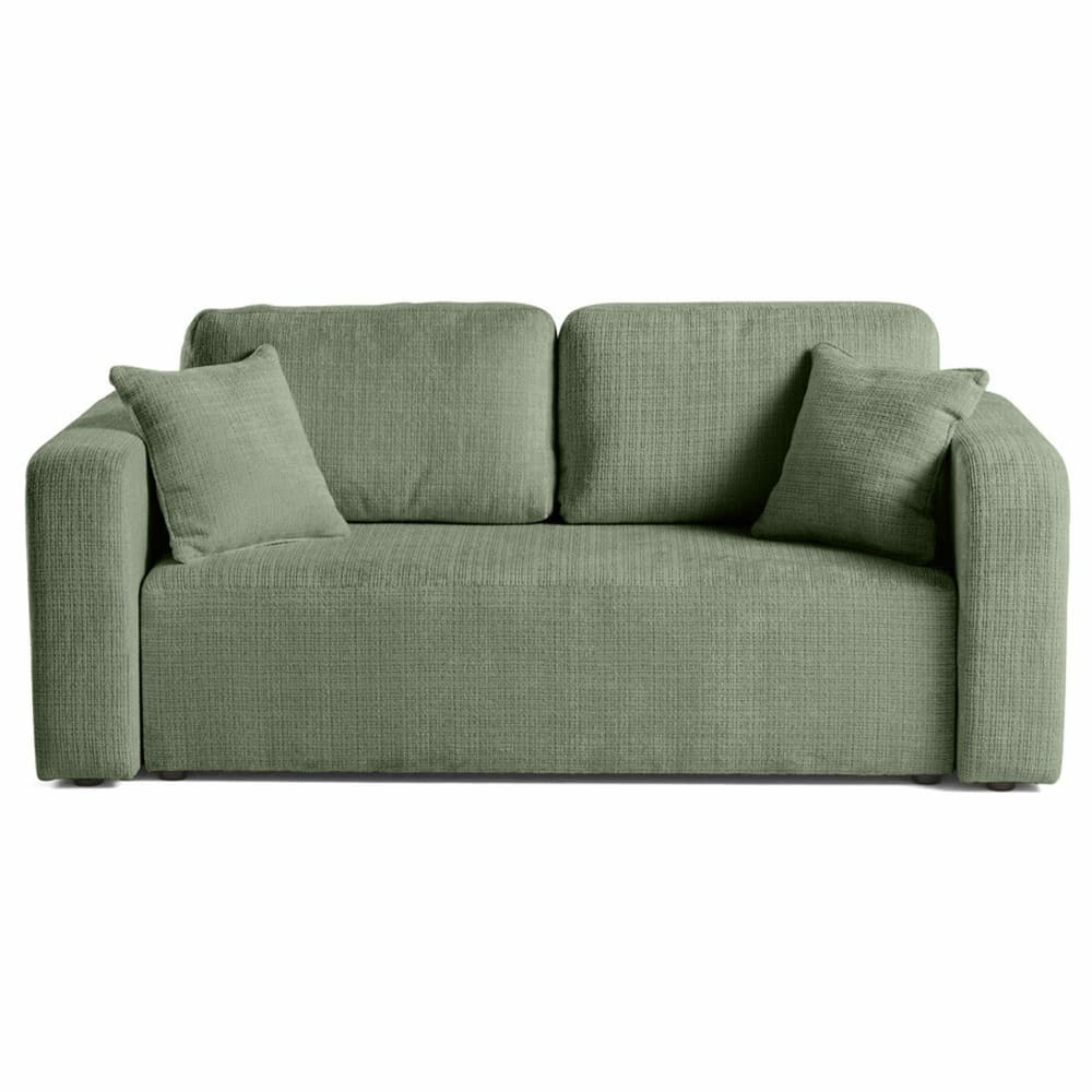 Canapé droit 2 places en velours texturé vert sauge