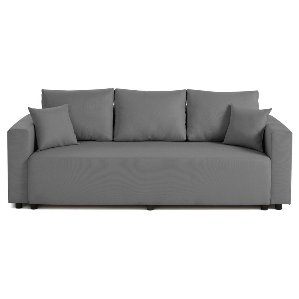 Canapé droit convertible 3 places en tissu gris