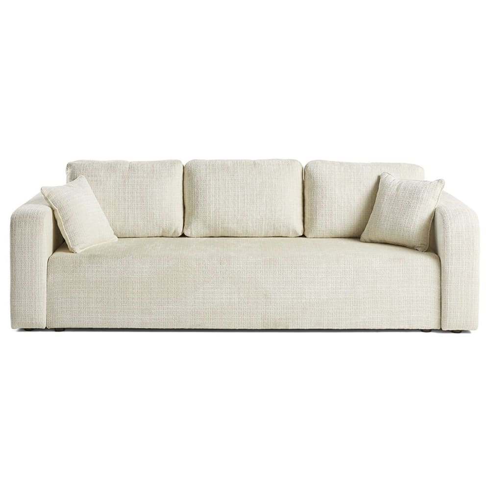 Canapé droit convertible 3 places en velours texturé beige