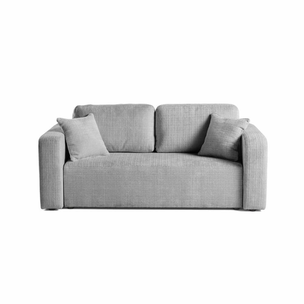 Canapé droit 2 places en velours texturé gris