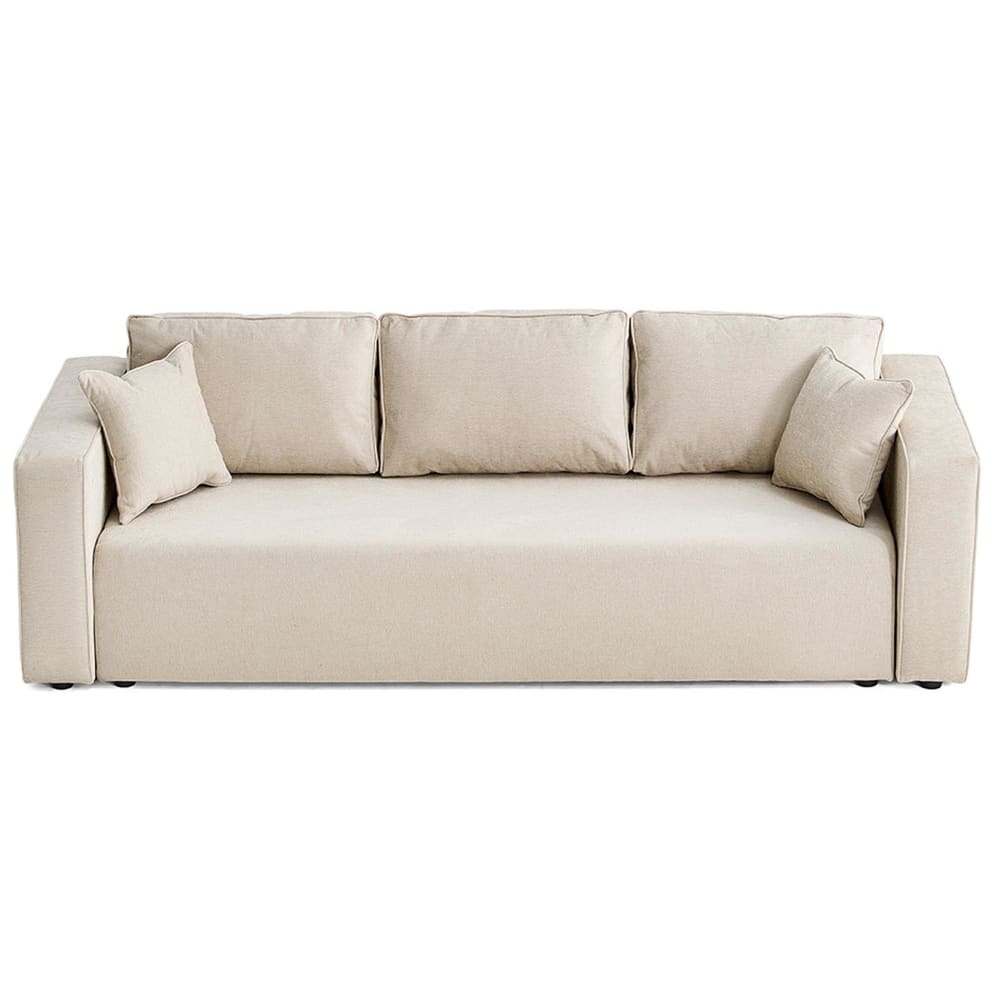 Canapé droit convertible 3 places en tissu beige