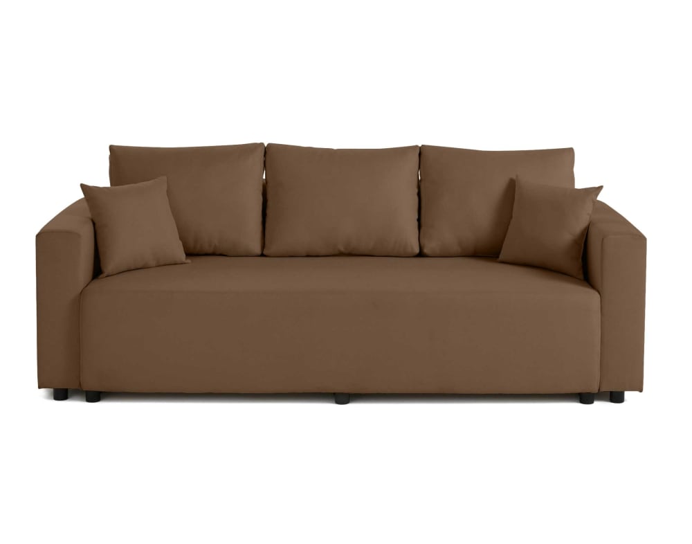 Canapé droit convertible - tissu marron