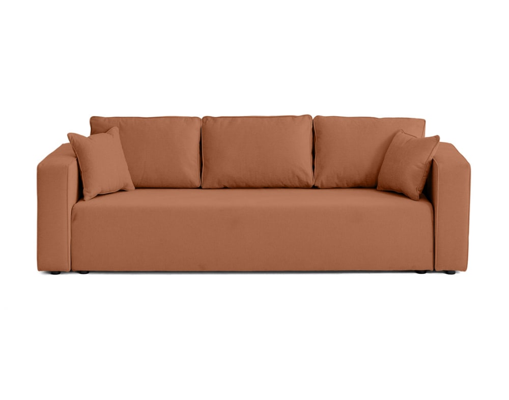 Best Mobilier Canapé droit convertible 3 places en tissu terracotta style contemporain Rouge
