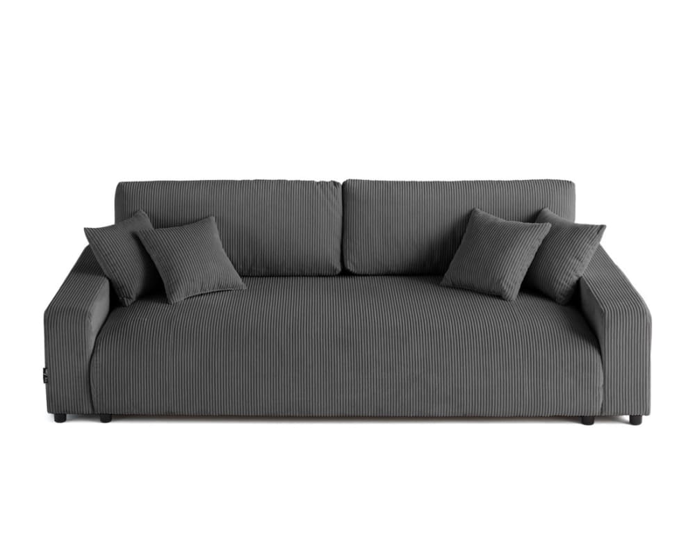 Canapé droit convertible - velours gris