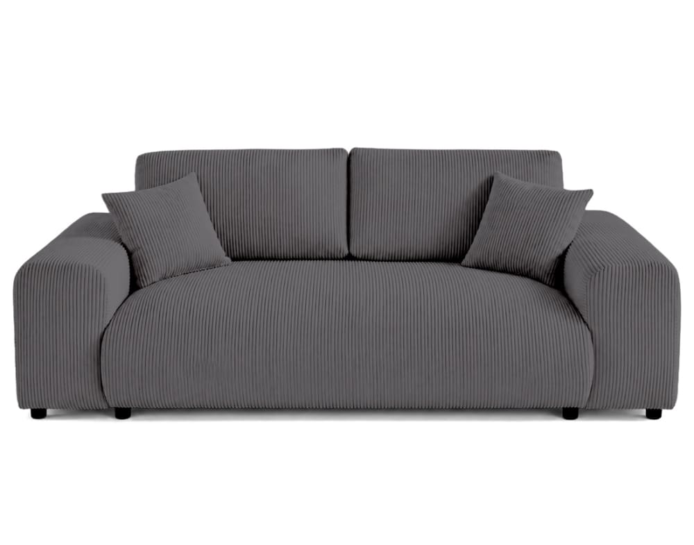 Canapé droit 3 places en velours côtelé gris foncé - Maisons du Monde
