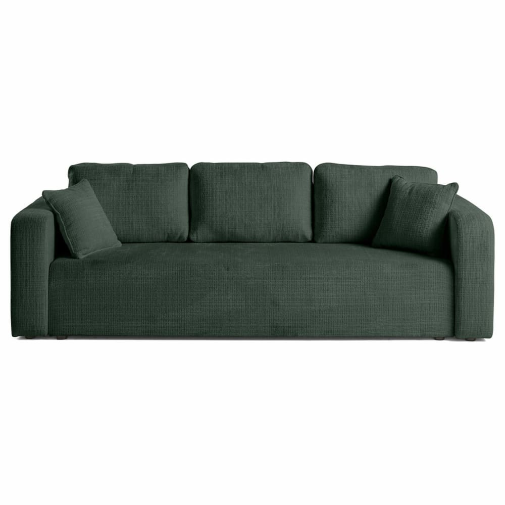 Canapé droit convertible 3 places en velours texturé vert