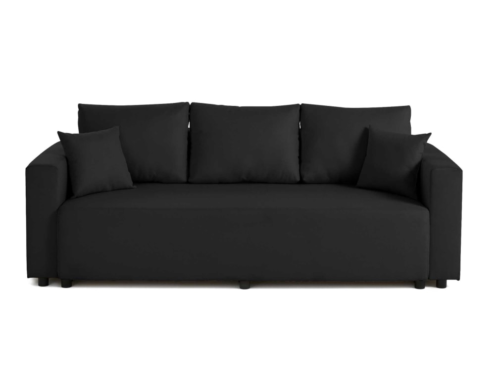 Canapé 3 places convertible avec coffre en tissu noir - Maisons du Monde