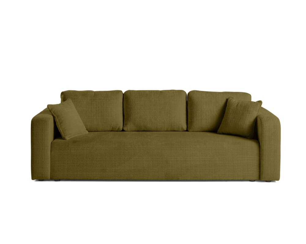 Canapé droit convertible 3 places en velours texturé vert olive - Maisons du Monde