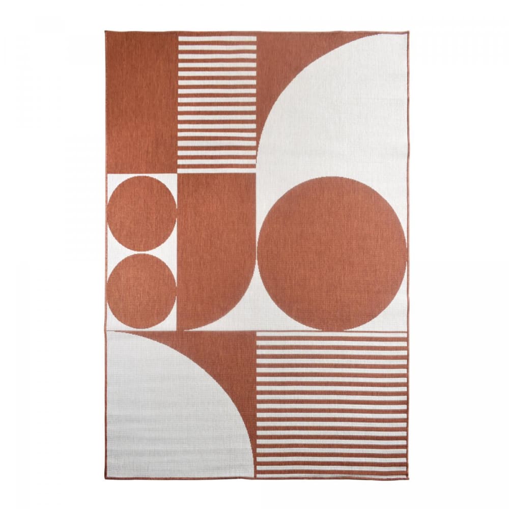 Tapis extérieur terrasse, kilim reversible terracota et crème 160x230