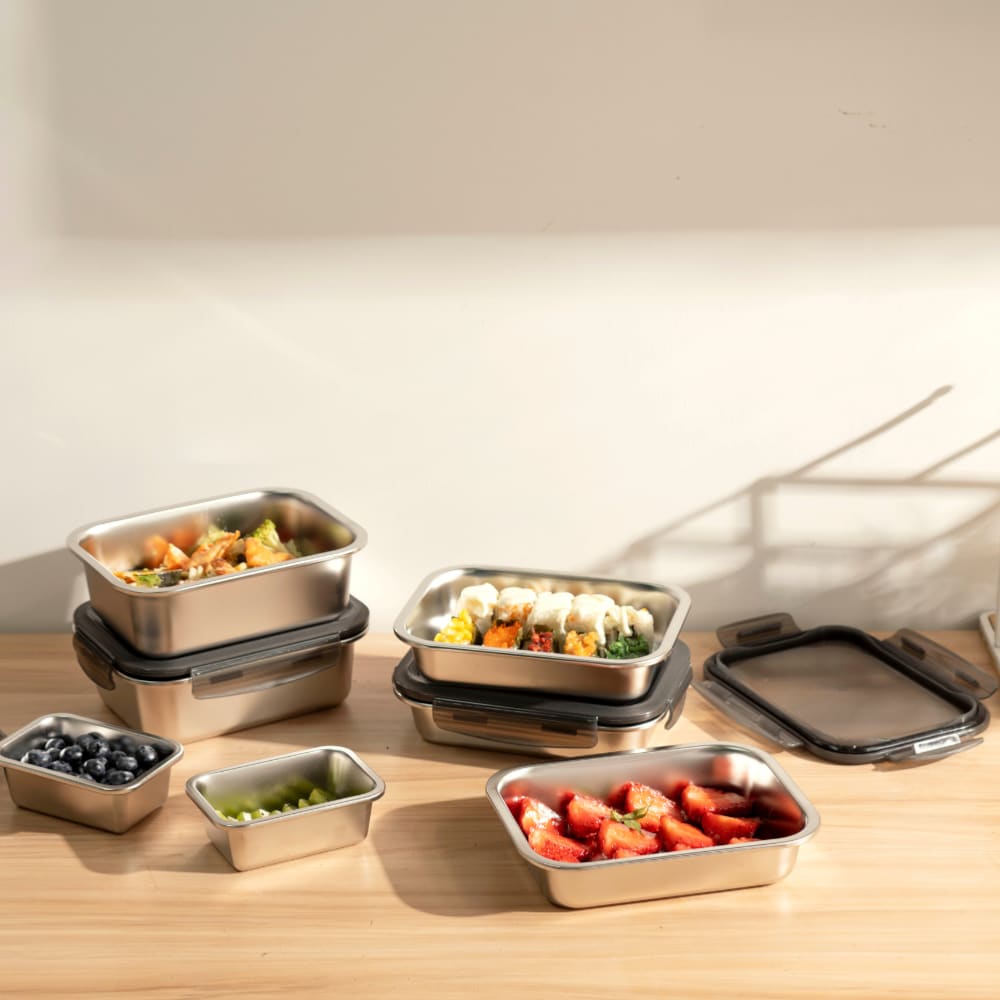 7 boîtes rectangulaires inox