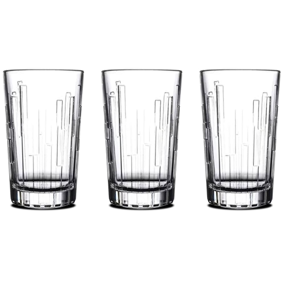 WADIGA Set composé de 3 verres à eau en verre transparent. Dimensions: Diamètre 8cm Contenance: 33cl Couleur: TransparentMatière: Verre