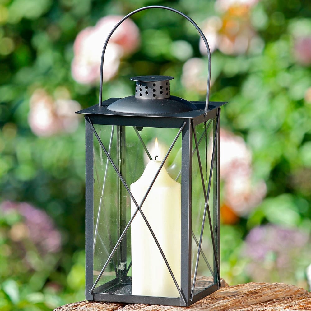Lanterne en métal noir et verre 17x17x30cm - Maisons du Monde