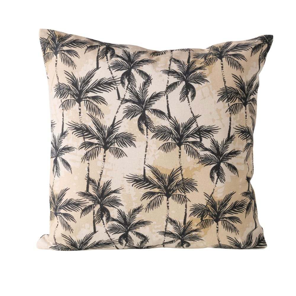 Wadiga Coussin carré palmiers 45x45cm Beige Coton