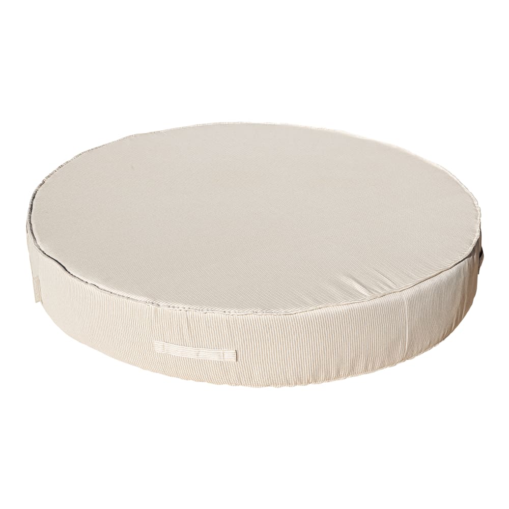 Lit bain de soleil extérieur en mousse rond beige et blanc