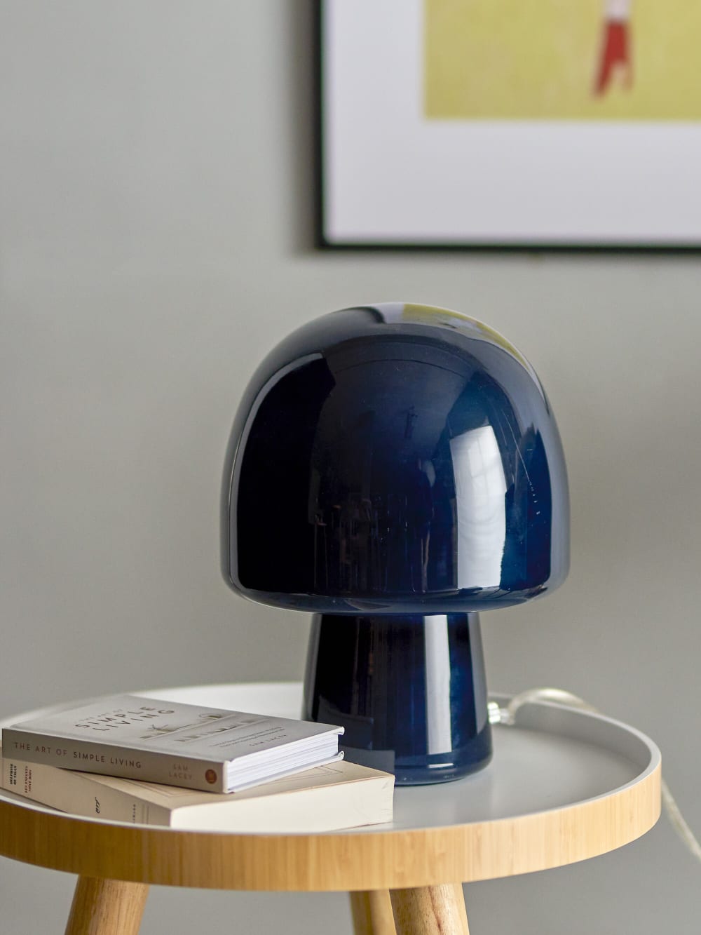 Lampe de table en verre bleu h26.5 - Maisons du Monde