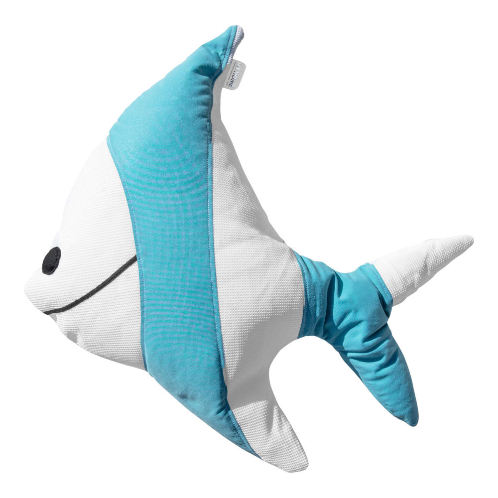 Coussin extérieur poisson bleu et blanc