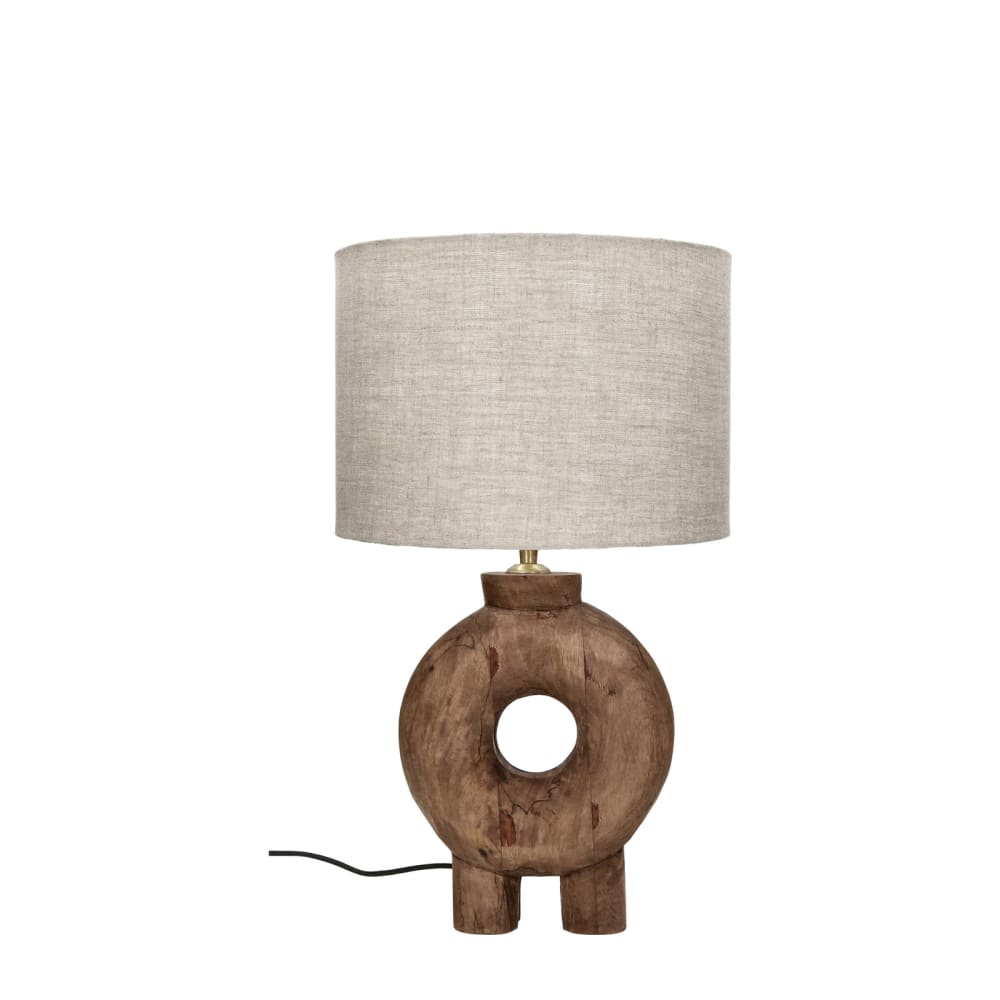 Lampe ronde en bois marron