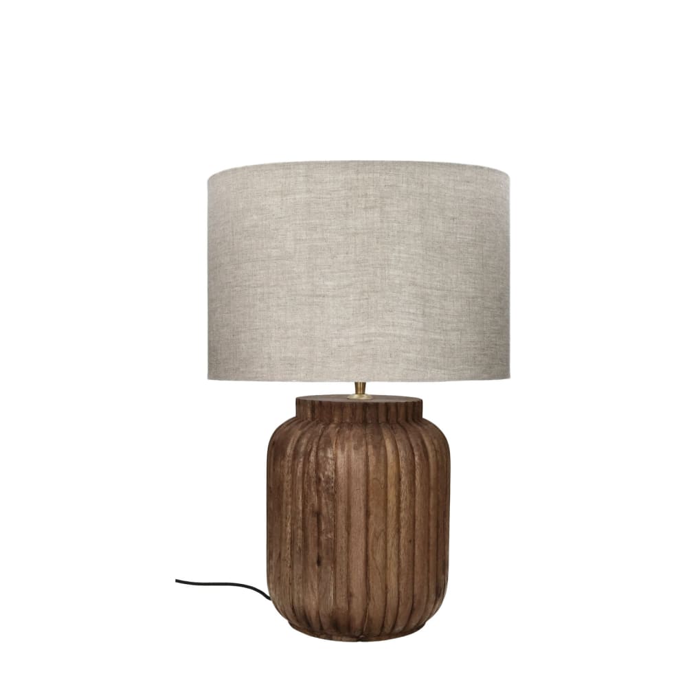 lampara acanalada grande de madera marron