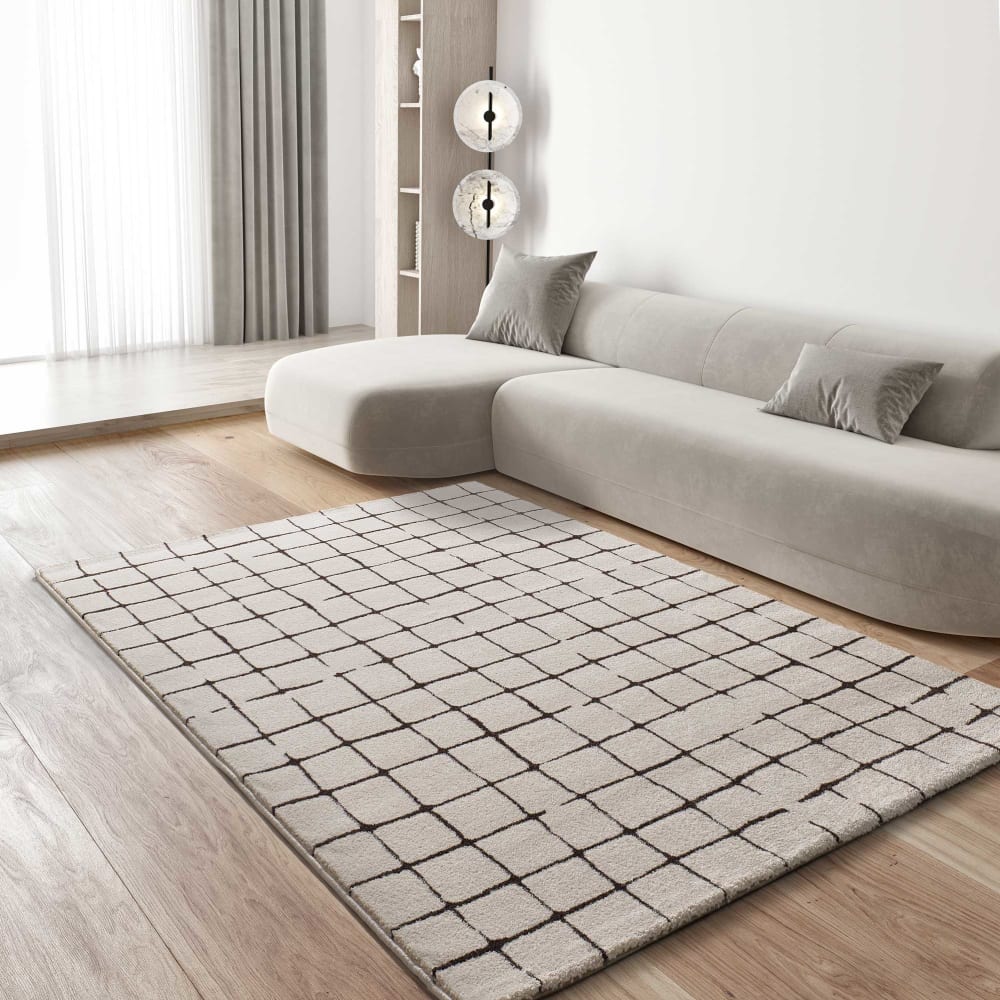 Tapis à carreaux blanc/noir 160x230 cm — vue 3