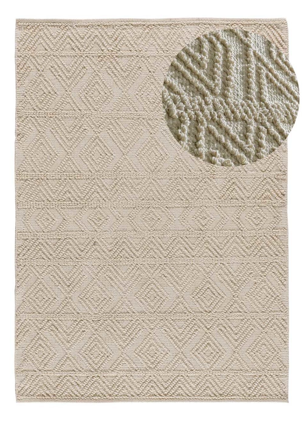 Tapis+coton+à+relief+creme+160x230+cm