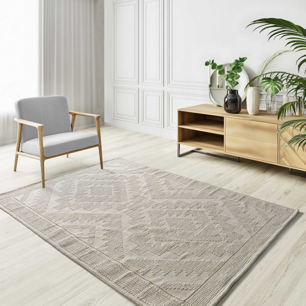 Tapis coton à relief crème 160x230 cm — vue 3