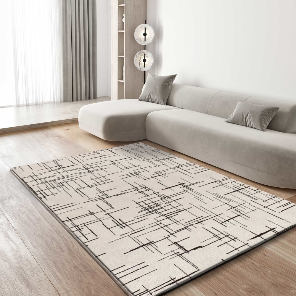 Tapis géométrique blanc/noir 160x230 cm — vue 3