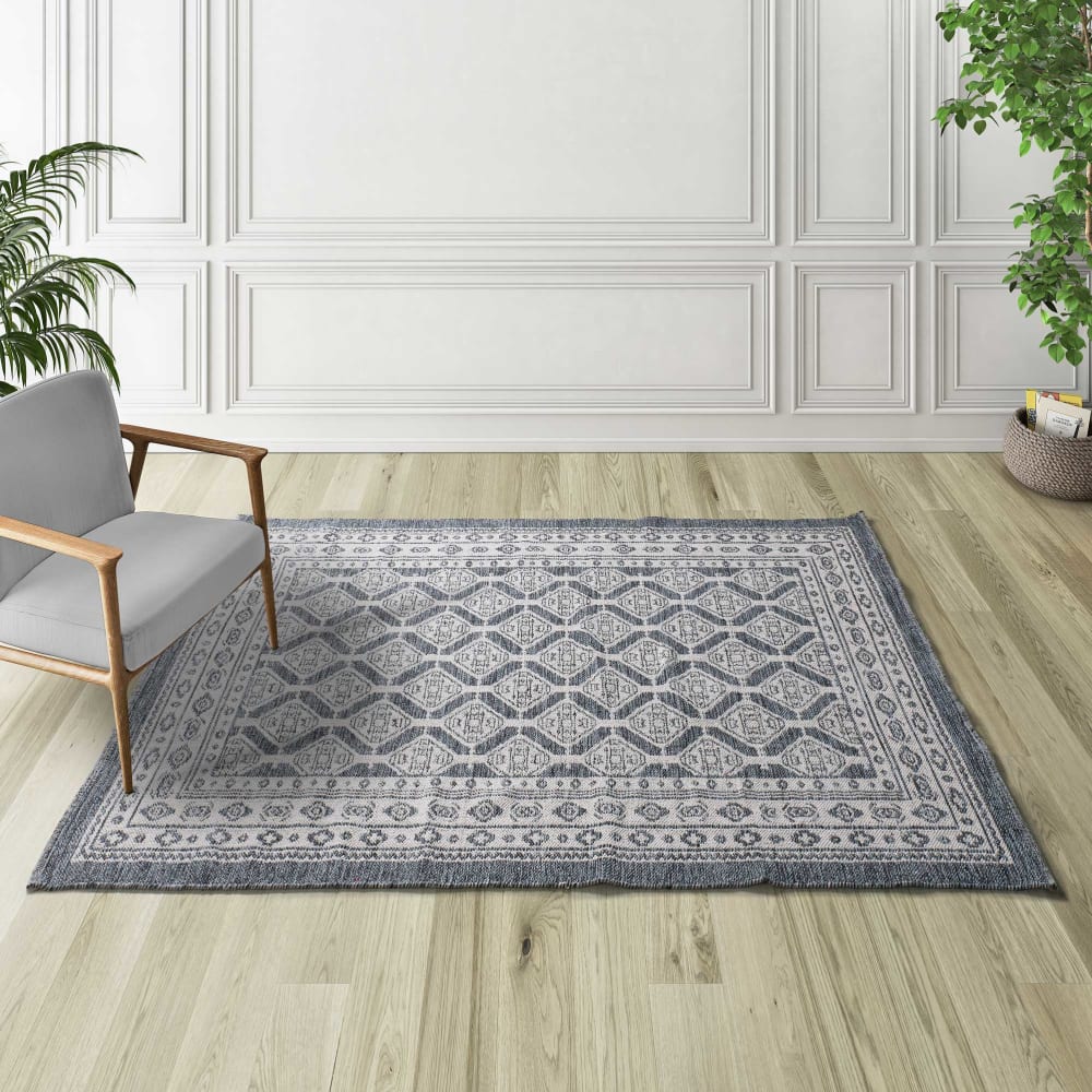 Tapis en coton vintage oriental bleu/blanc 160x230 cm — vue 3