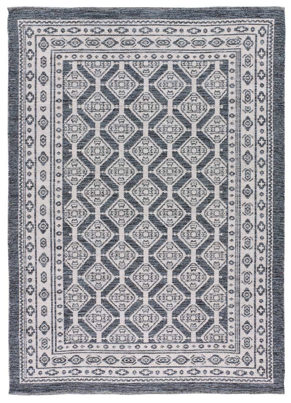 Tapis en coton vintage oriental bleu/blanc 80x120 cm