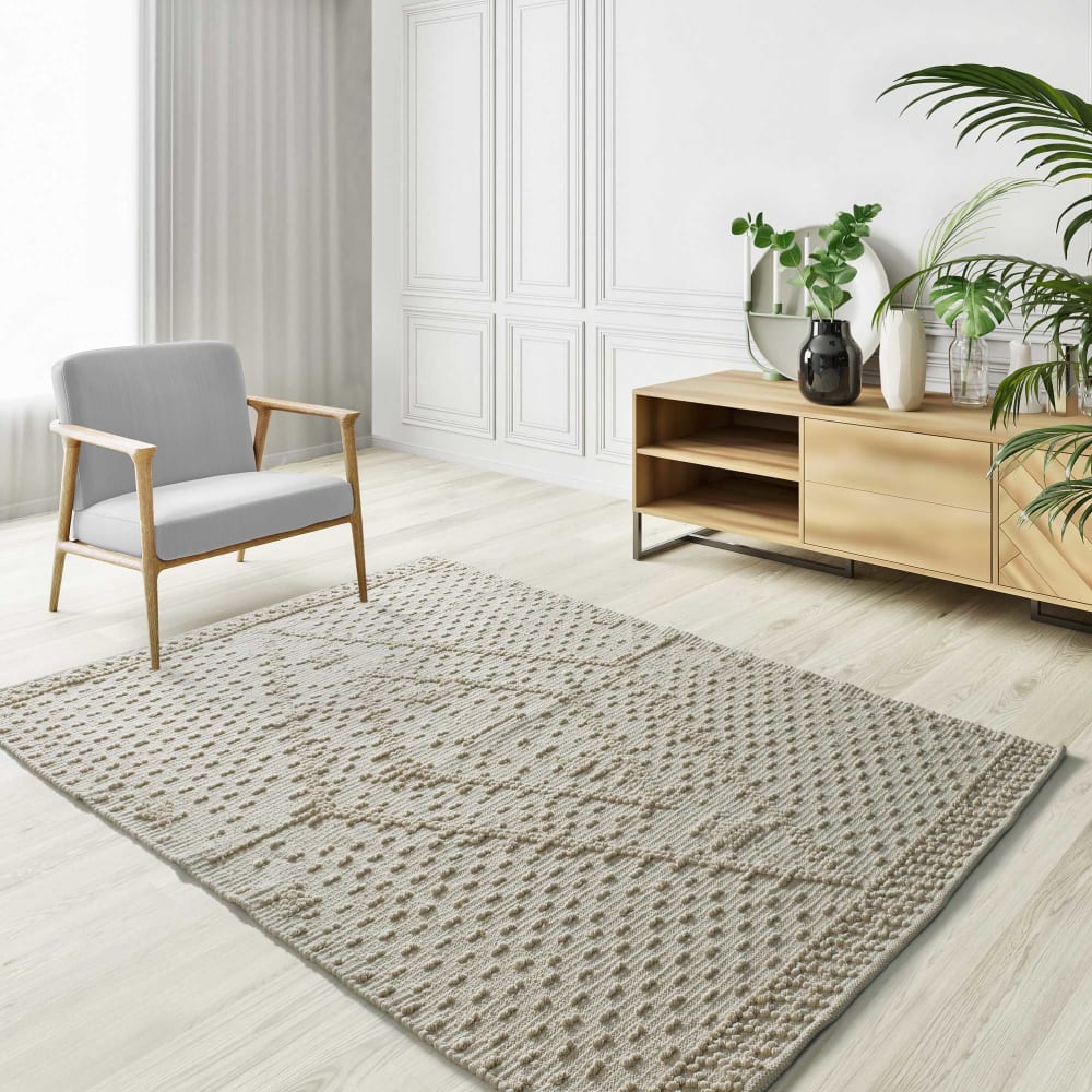 Tapis coton à relief lavable crème 80x120 cm — vue 3