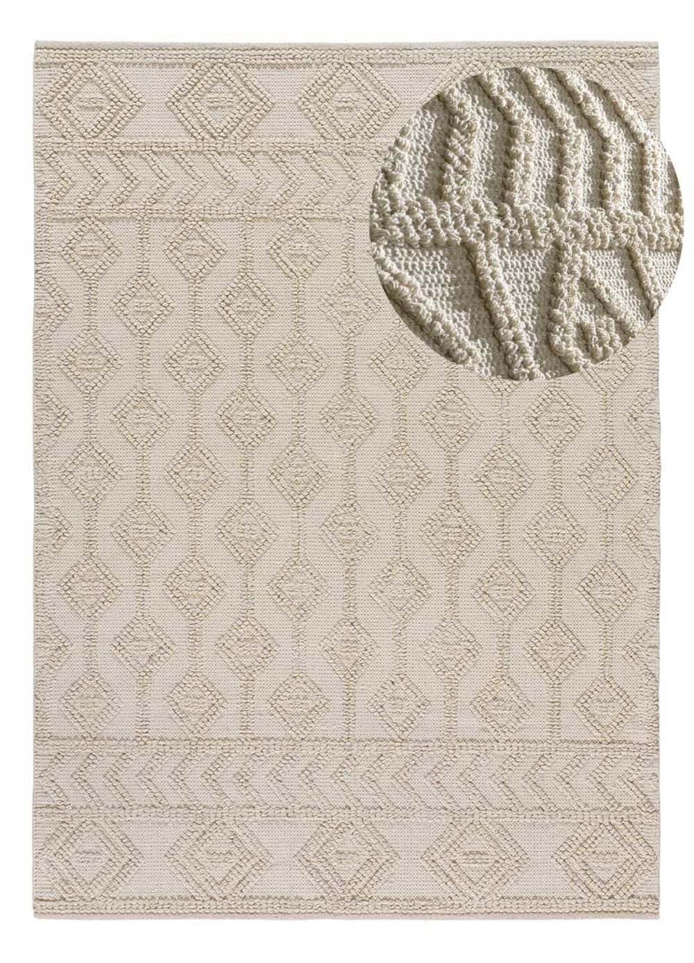 Atticgo Ethnoteppich mit beigem Relief aus recycelter Baumwolle, 120X170 cm style exotic - Baumwolle