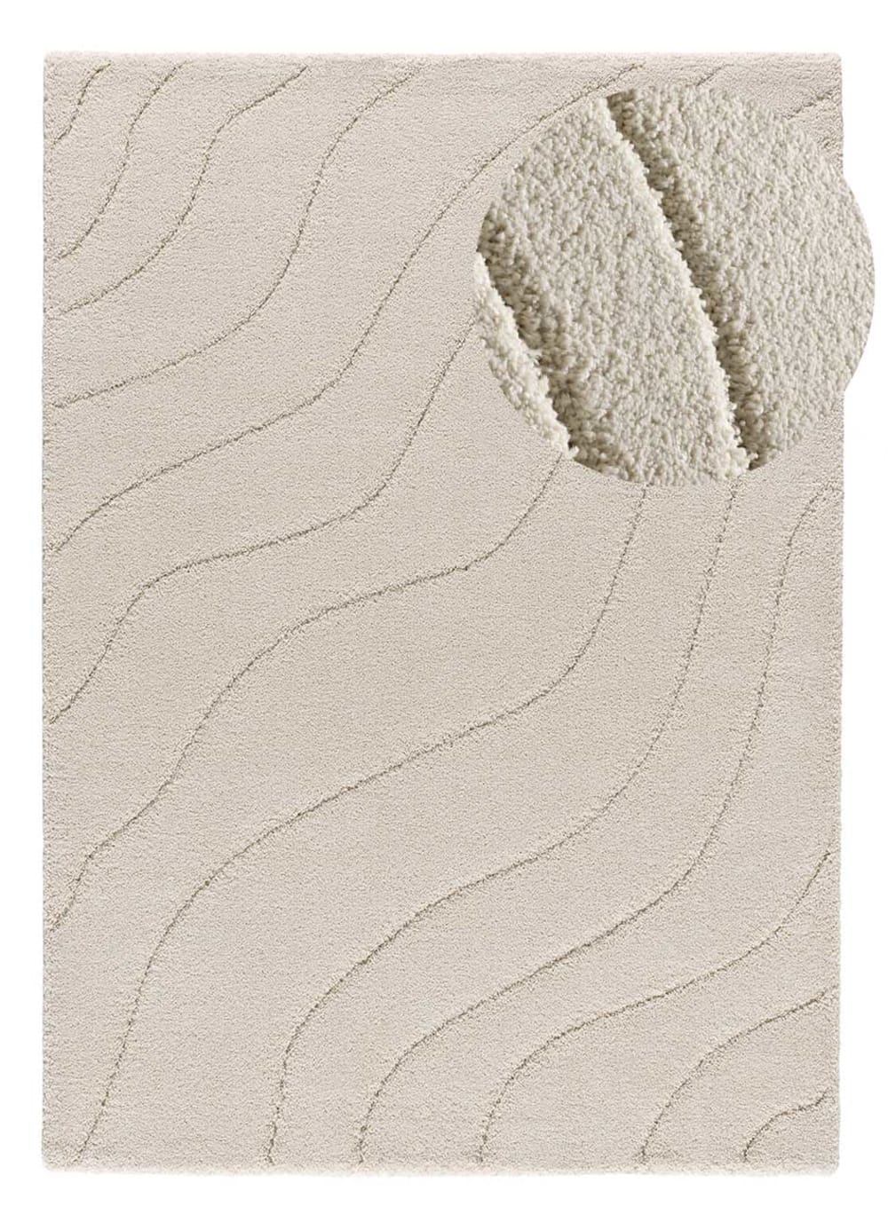 Atticgo Zotteliger Teppich im modernen Stil in Beige, 80X150 cm style modern Beige Öko-Tex Zertifikat Pp - Polypropylen