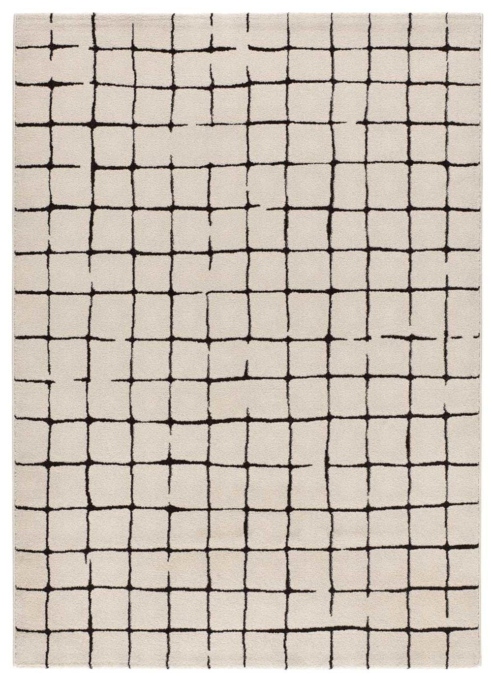 Atticgo Geometrischer Kurzflorteppich in Schwarz und Weiß, 133X190 cm style modern Weiß Öko-Tex Zertifikat Pp - Polypropylen