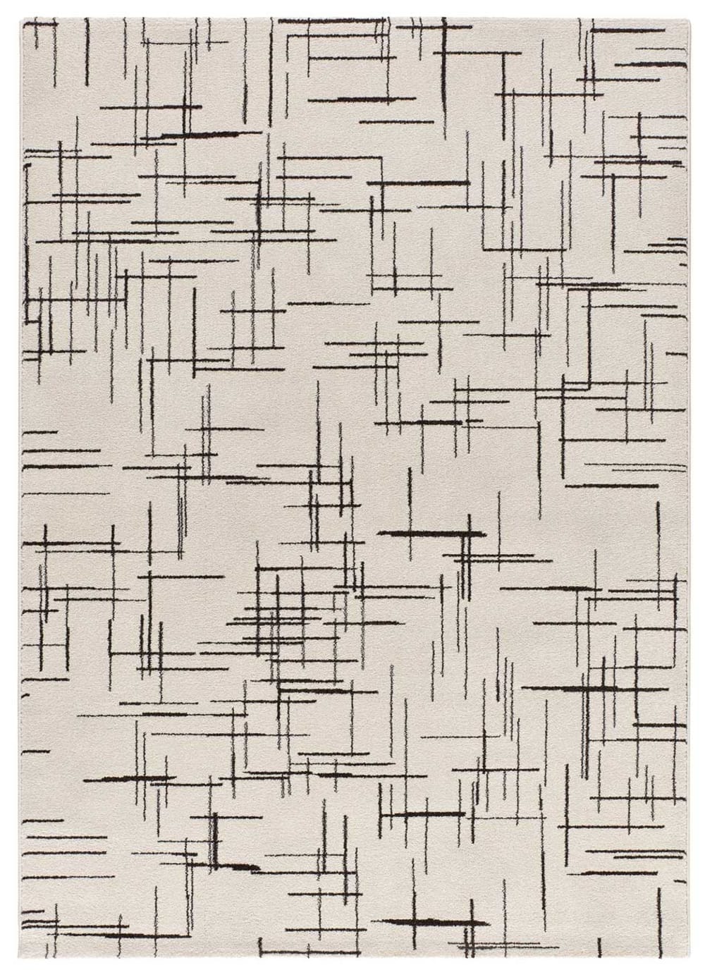 Atticgo Geometrischer Kurzflorteppich in Schwarz und Weiß, 133X190 cm style modern Weiß Öko-Tex Zertifikat Pp - Polypropylen
