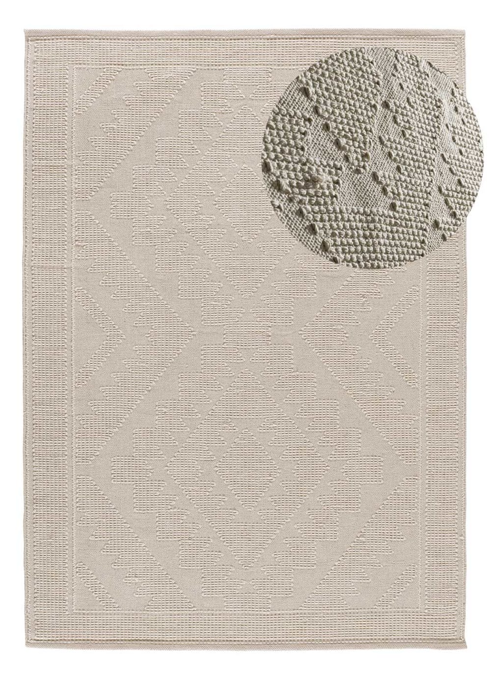 Tapis coton à relief lavable crème 120x170 cm