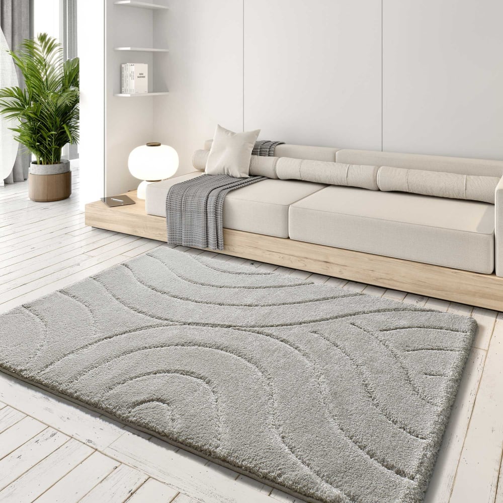 Tapis à relief shaggy gris 80x150 cm - Maisons du Monde