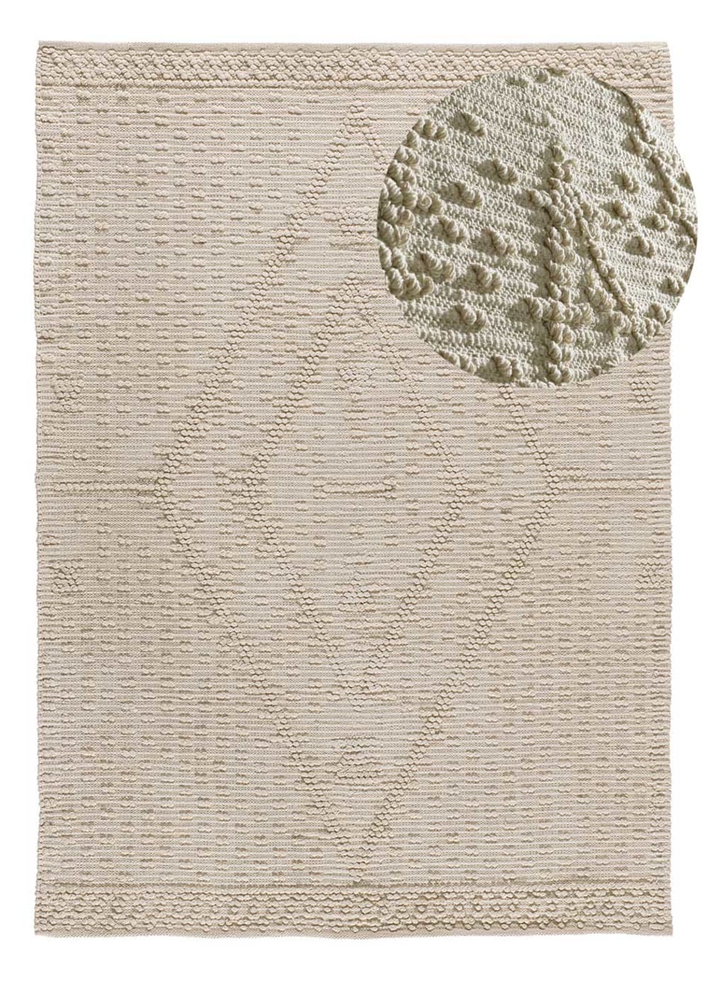 Atticgo Ethnoteppich mit beigem Relief aus recycelter Baumwolle, 160X230 cm style exotic - Baumwolle
